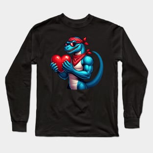 Valentines Day T Rex Dino Love - Heartwarming T-Rex with Bandana Tee Toddler Boys Kids T-Shirt Long Sleeve T-Shirt